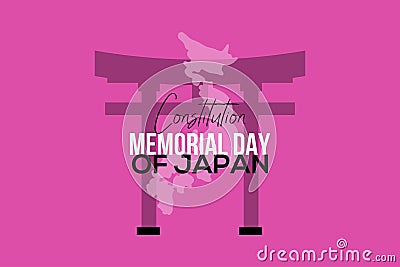 Happy Constitution memorial day of Japan.Â  In the background,Â  JapaneseÂ  Temple`s gate and flag. Vector Illustration